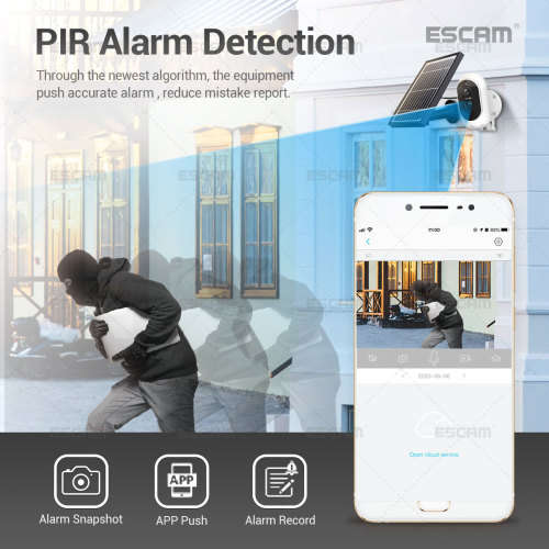 1080P Full HD Outdoor Rechargeable Battery Solar Panel PIR Alarm WiFi Camera