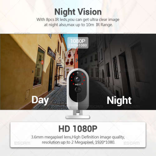 1080P Full HD Outdoor Rechargeable Battery Solar Panel PIR Alarm WiFi Camera