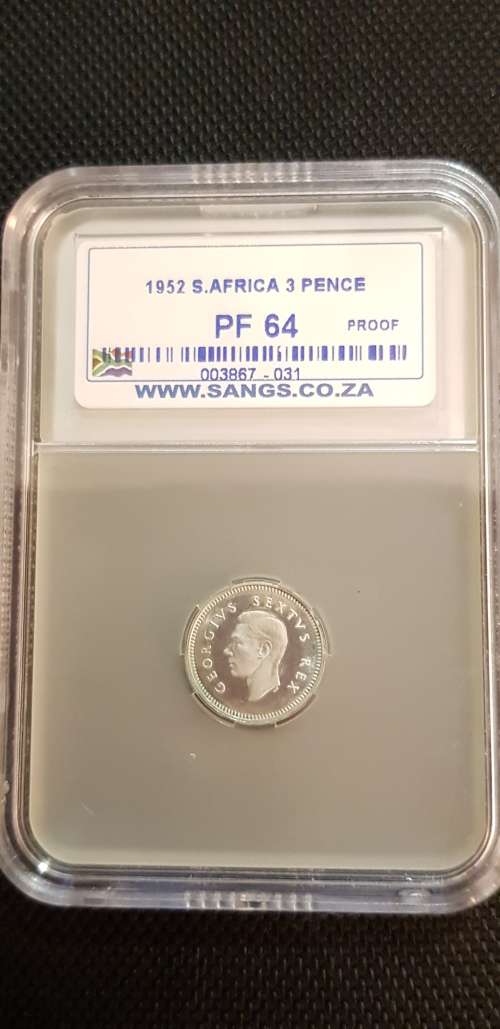 $$$ 1952 THREE PENCE PF64 $$$