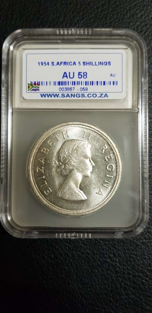 $$$ 1954 FIVE SHILLING AU58 $$$