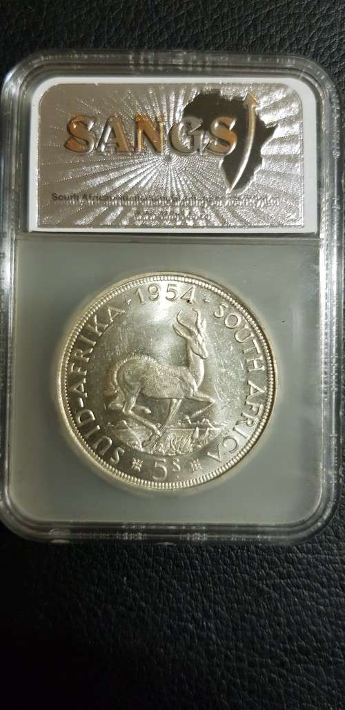 $$$ 1954 FIVE SHILLING AU58 $$$