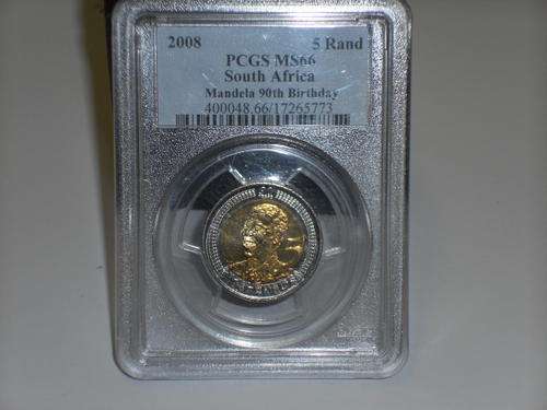 SPECIAL EDITION - MANDELA 90TH BIRTHDAY - PCGS - MS66 - 5 RAND - 2008