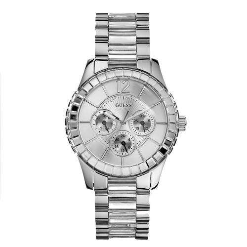 Guess Ladies Facet Clear & Silver Bracelet Watch