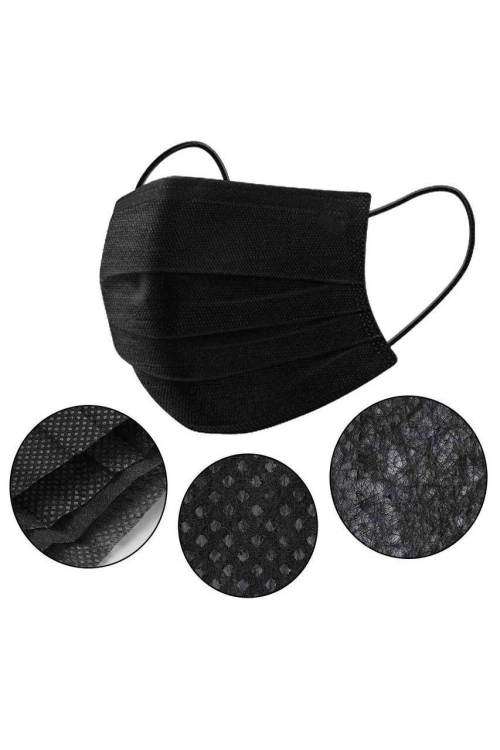 BLACK DISPOSABLE FACE MASK (Pack of 50)