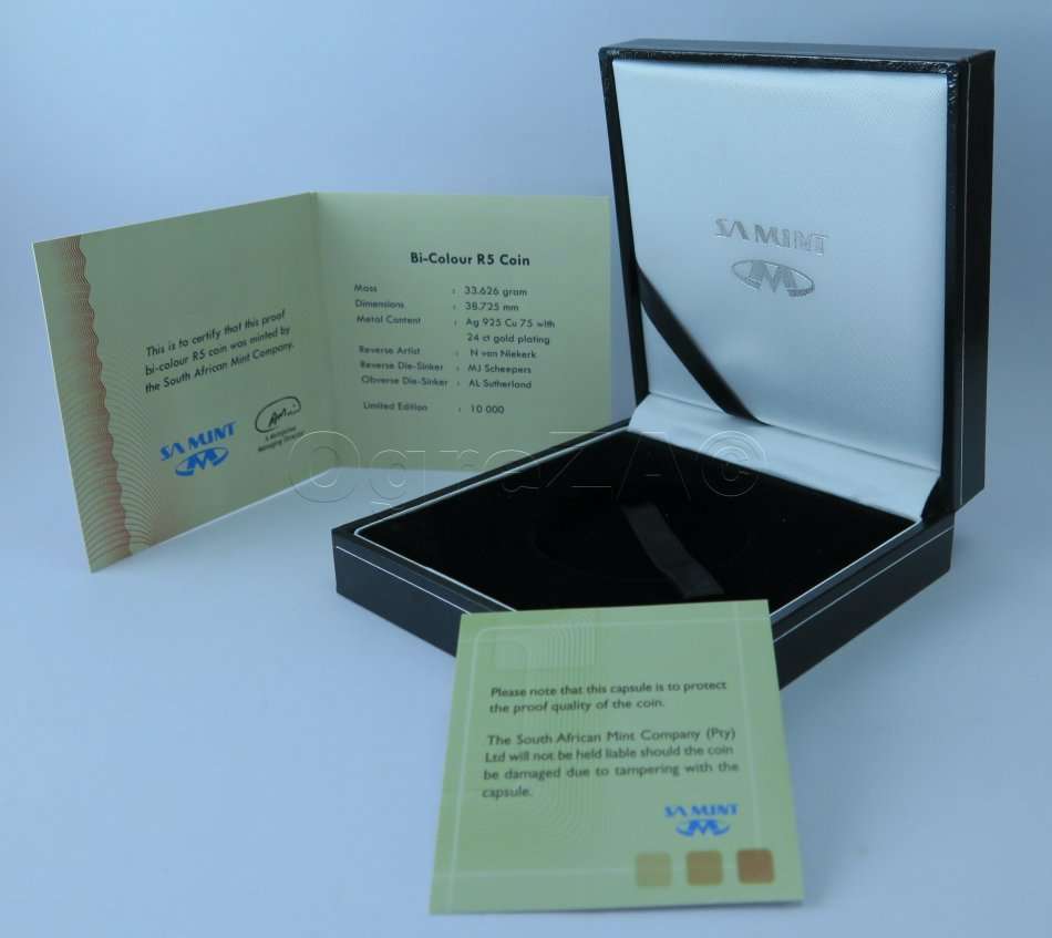 2011 R5 (CROWN SIZE) SARB 90th ANIVERSARY BOX COMPLETE WITH CERTIFICATE - NO COIN