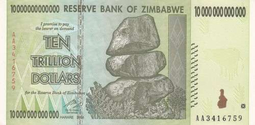 10 BILLION DOLLARS Zimbabwe Note