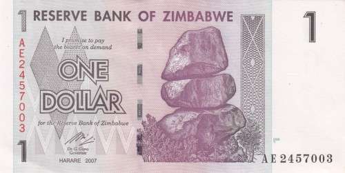 1 DOLLAR Zimbabwe Note