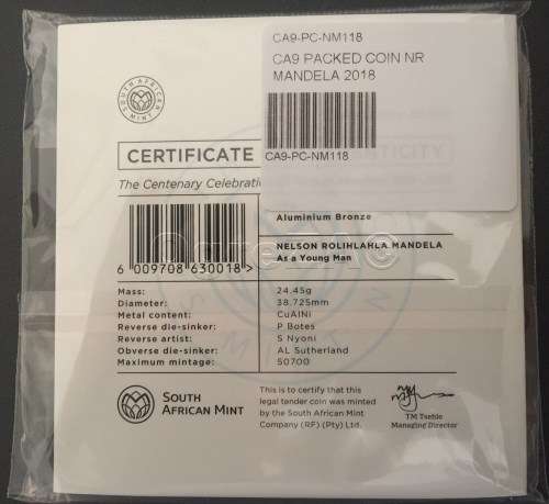 2018 NELSON MANDELA 100 Years R50  - Still Sealed as from SA Mint