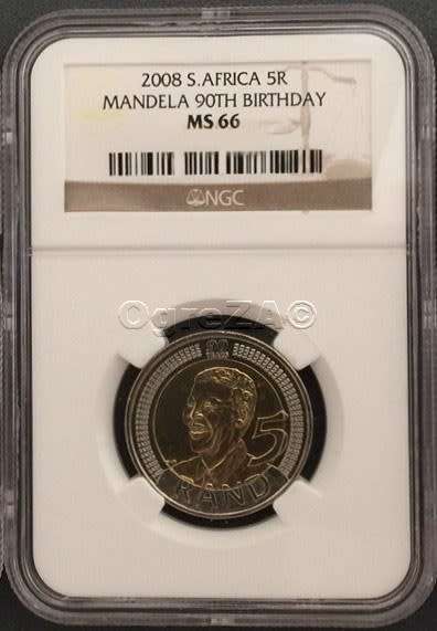 HIGH GRADE 2008 R5 Mandela 90th Birthday NGC MS66