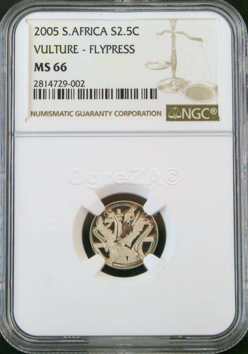 RARE RARE RARE NGC MS66 FLYPRESS 2005 VULTURE 25 CENT - ONLY 193 MINTED