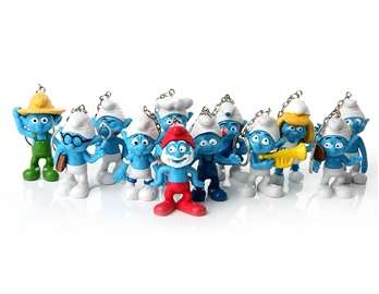 Twelve Smurfs Figures with Keychains (FREE DELIVERY)