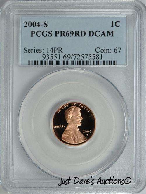 PROOF 69 ~ 2004-S 1 Cent "Lincoln Penny"                  ~PCGS GRADED PROOF 69 RD DEEP CAMEO~