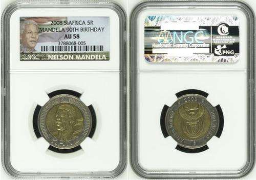MS62 - 2008 **NEW LABEL** Nelson Mandela 90th Birthday ~NGC GRADED MS62~ 3 UP FOR BID
