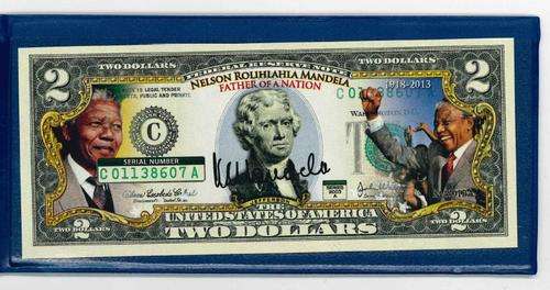 NELSON MANDELA President of South Africa Set - Legal Tender US $2 Bill + $1,000,000 Novelty Bill