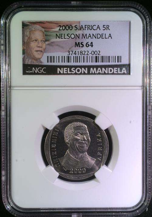 *MS64**NEW LABEL**2000 MANDELA SMILEY MS64 NGC GRADED COIN**3rd HIGHEST GRADE**VERY RARE!!