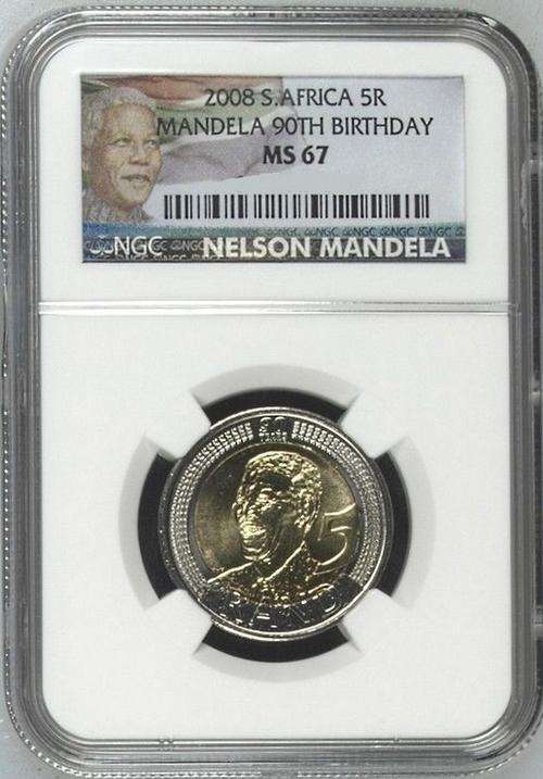 MS67- 2008 New Nelson Mandela 90th Birthday Label - NGC Graded MS67 - Choice Grade! 5 up for Bid!