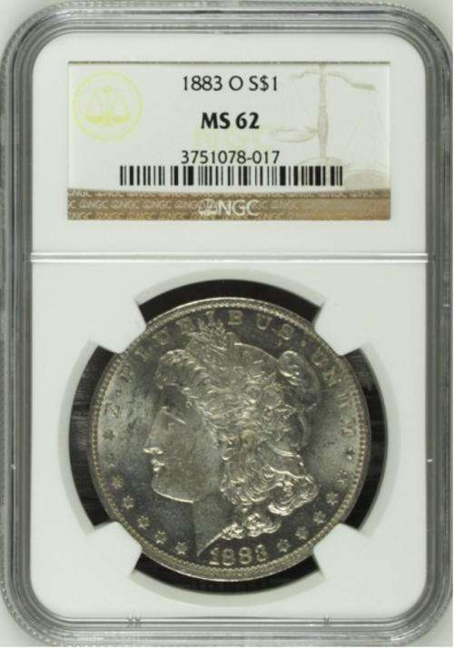 1883-O American Silver Morgan Dollar - Own a piece of American history NGC GRADED MS62 (2 available)