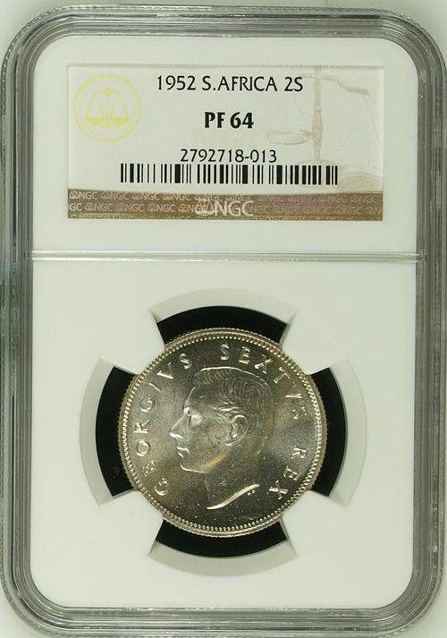 1952 NGC PROOF 64 South Africa 2S - BRIGHT & LUSTRE