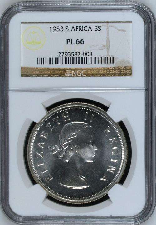 1953 SOUTH AFRICA 5S - ONLY 11 GRADED HIGHER - NGC GRADED PL66
