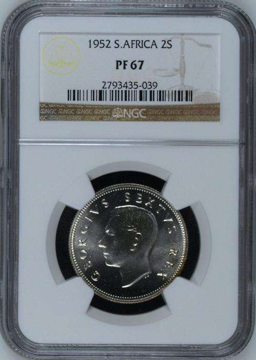 1952 SOUTH AFRICA 2S - SHARED FINEST KNOWN - NGC GRADED PF67