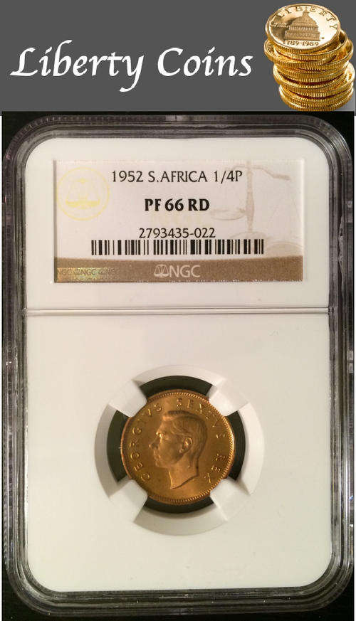 1952 South Africa 1/4P ***NGC GRADED PROOF 66 RED*** ONLY 3 GRADED HIGHER!!!