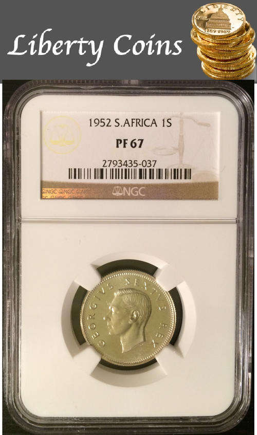1952 South Africa 1S ***NGC GRADED PROOF 67*** ONLY 1 GRADED HIGHER!!! 2 UP FOR BID!