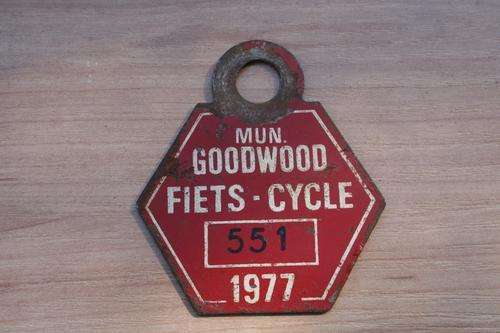 Bicycle license from 1977