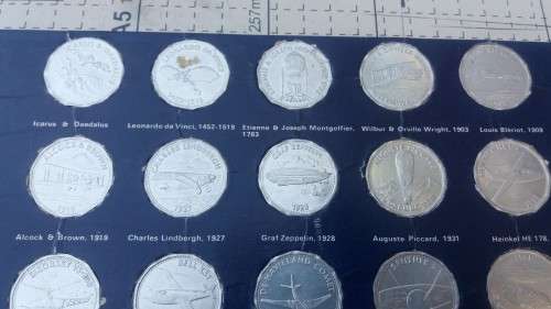 Complete set of 20 Shell Man in flight Commemorative coin collection in display card.