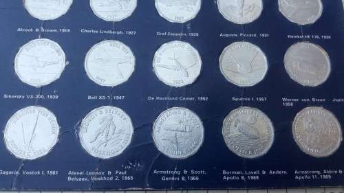 Complete set of 20 Shell Man in flight Commemorative coin collection in display card.
