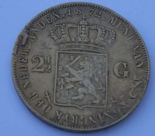 Very Unusual Gold coloured 1872 2.5 Gulden
