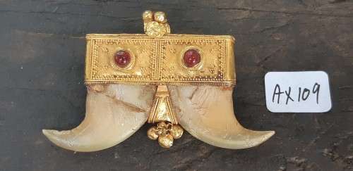 Antique Double Tiger Claws set in solid Gold