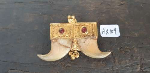 Antique Double Tiger Claws set in solid Gold