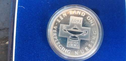 Crazy R1 start....1991 Silver Proof R1 in S A Mint  Box. Protea Verpleging series