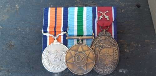 Border war medals with John Chard Medal with crossed swords.