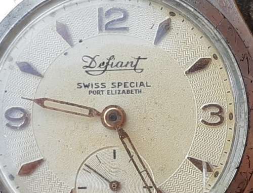 Defiant  Manual wind watch . Working  31mm Port Elizabeth written on dial