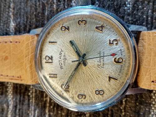 Rotary wrist watch manual wind starburst texture dial 35mm ex crown WORKING