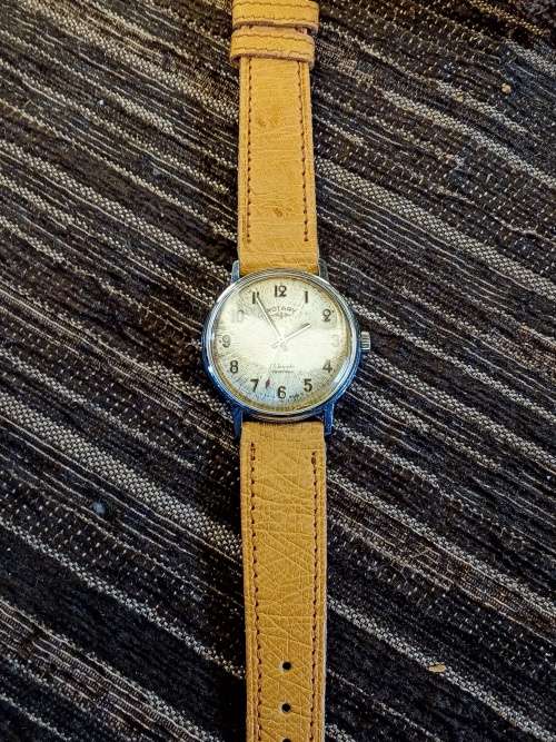 Rotary wrist watch manual wind starburst texture dial 35mm ex crown WORKING