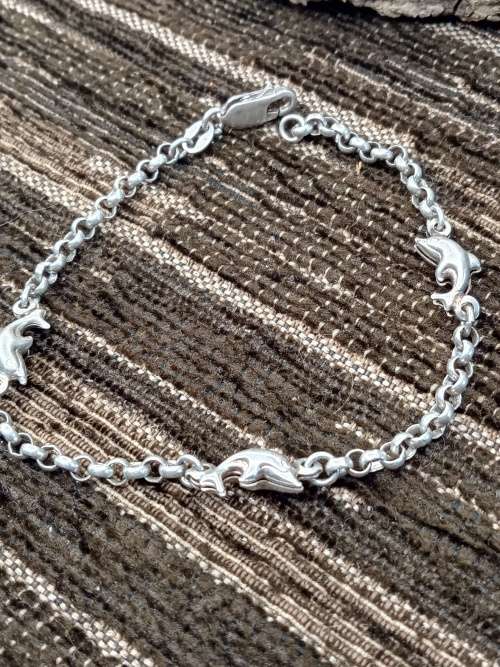 sterling silver dolphin bracelet 19.4cm
