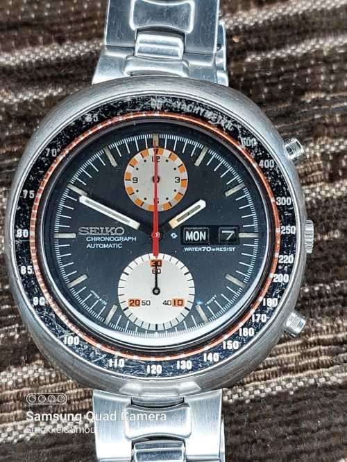 Seiko wrist watch 6138-0011 chronograph 44mm ex crown WORKING