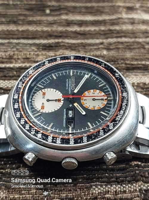 Seiko wrist watch 6138-0011 chronograph 44mm ex crown WORKING