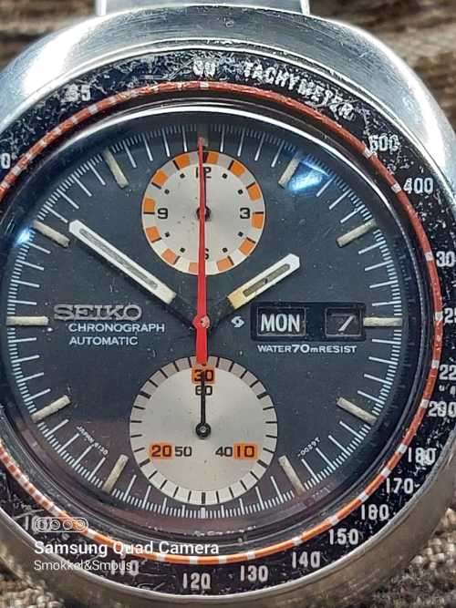 Seiko wrist watch 6138-0011 chronograph 44mm ex crown WORKING