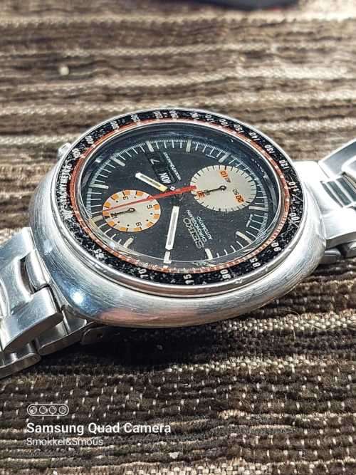 Seiko wrist watch 6138-0011 chronograph 44mm ex crown WORKING