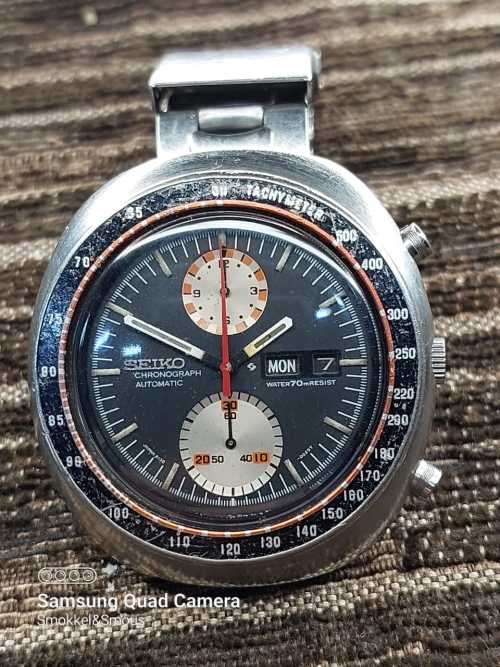 Seiko wrist watch 6138-0011 chronograph 44mm ex crown WORKING