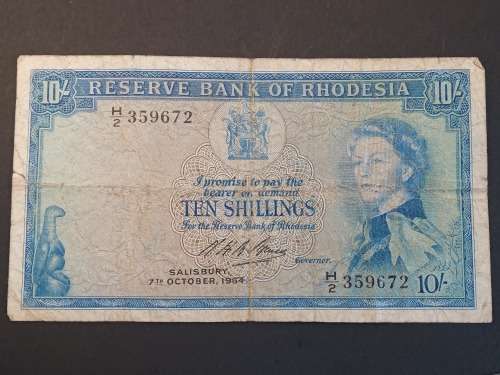 Reserve Bank of Rhodesia Ten Shillings 7th October 1964