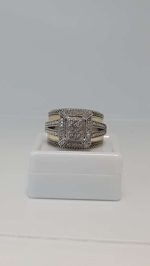 GENUINE DIAMOND ENCRUSTED 925 SILVER WEDDING BAND