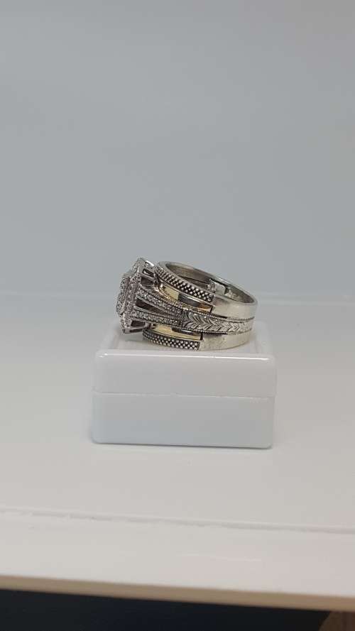 GENUINE DIAMOND ENCRUSTED 925 SILVER WEDDING BAND