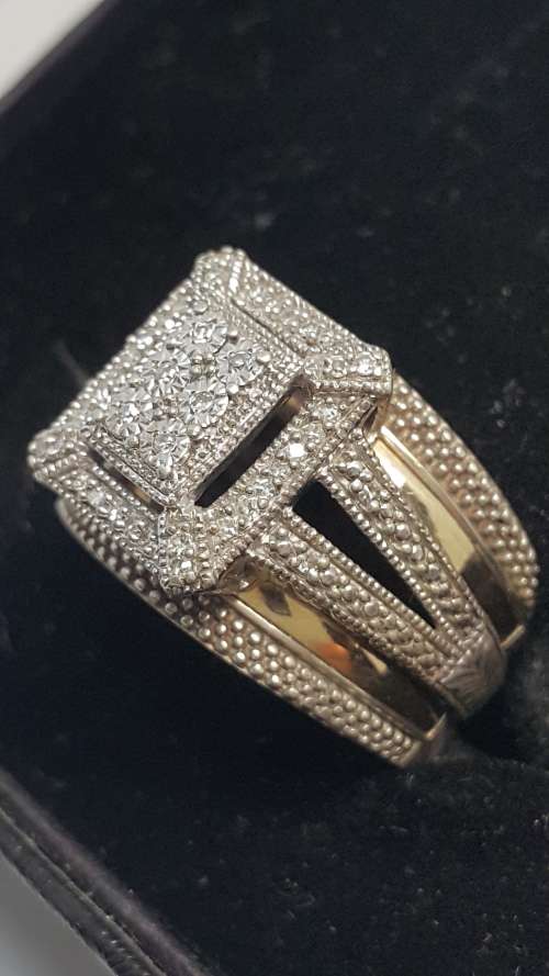 GENUINE DIAMOND ENCRUSTED 925 SILVER WEDDING BAND