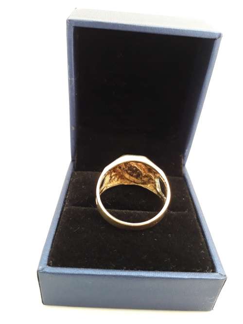 9ct SOLID Gold CZ Gents Ring - PRE-OWNED