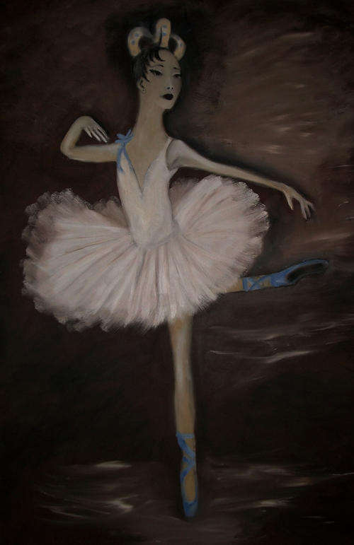 "THE BALLERINA" Oil On Canvas Painting (910 x 600) By E.S.Hoy