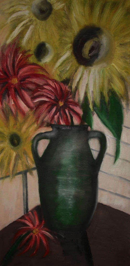 "FLOWERS" Oil On Canvas (760 x 380) By E.S.Hoy